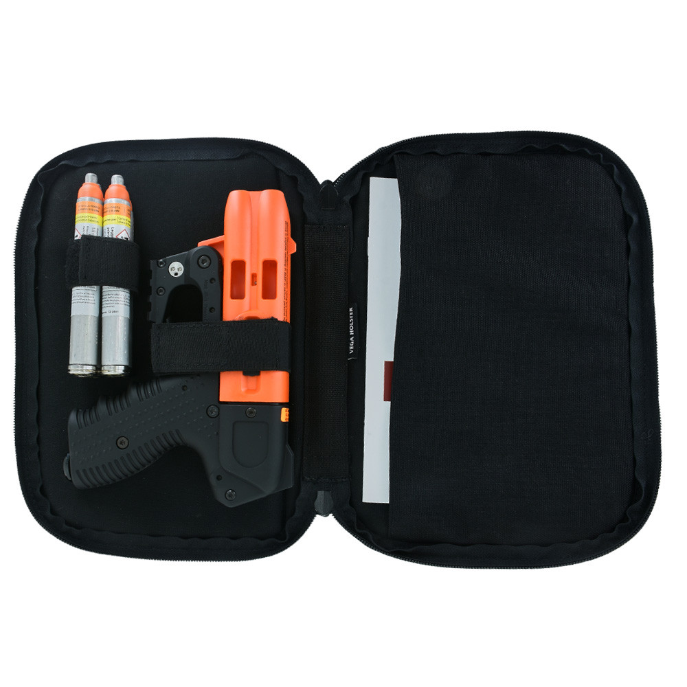 Borsetto Vega Holster JPX porto occulto aperto con pistola lanciagas arancione nera, cartucce CO2 e istruzioni