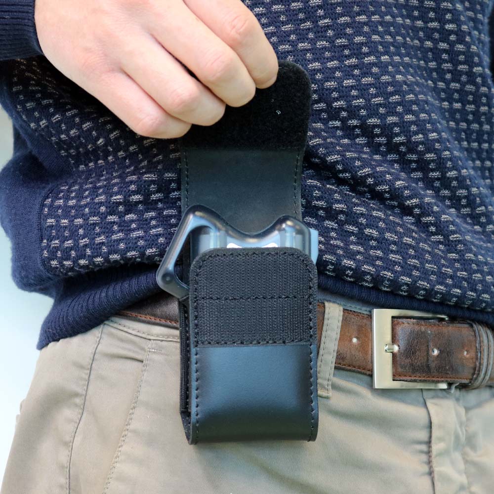 Fondina custodia in pelle nera con apertura a strappo