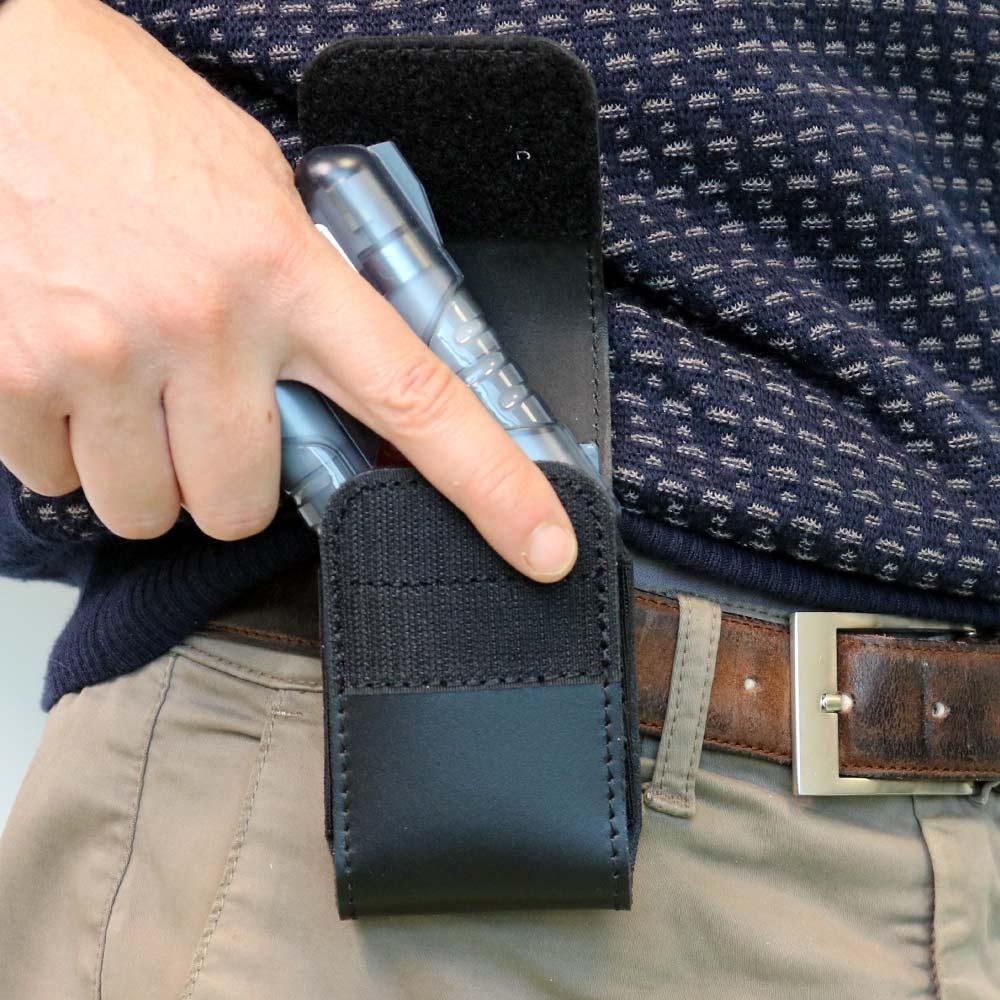 Fondina custodia in pelle nera estrazione facilitata della pistola