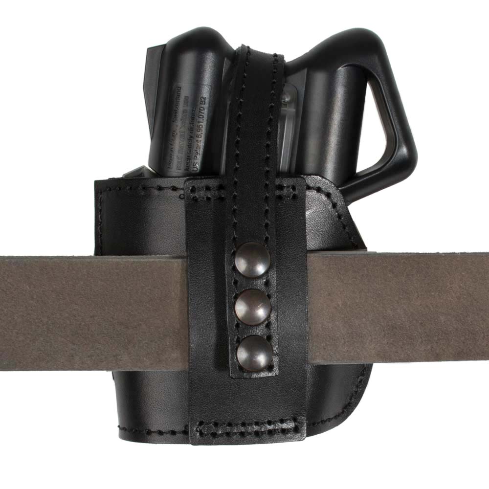 Fondina Radar per mancini in cuoio nero per GA 3 con Clip Laser