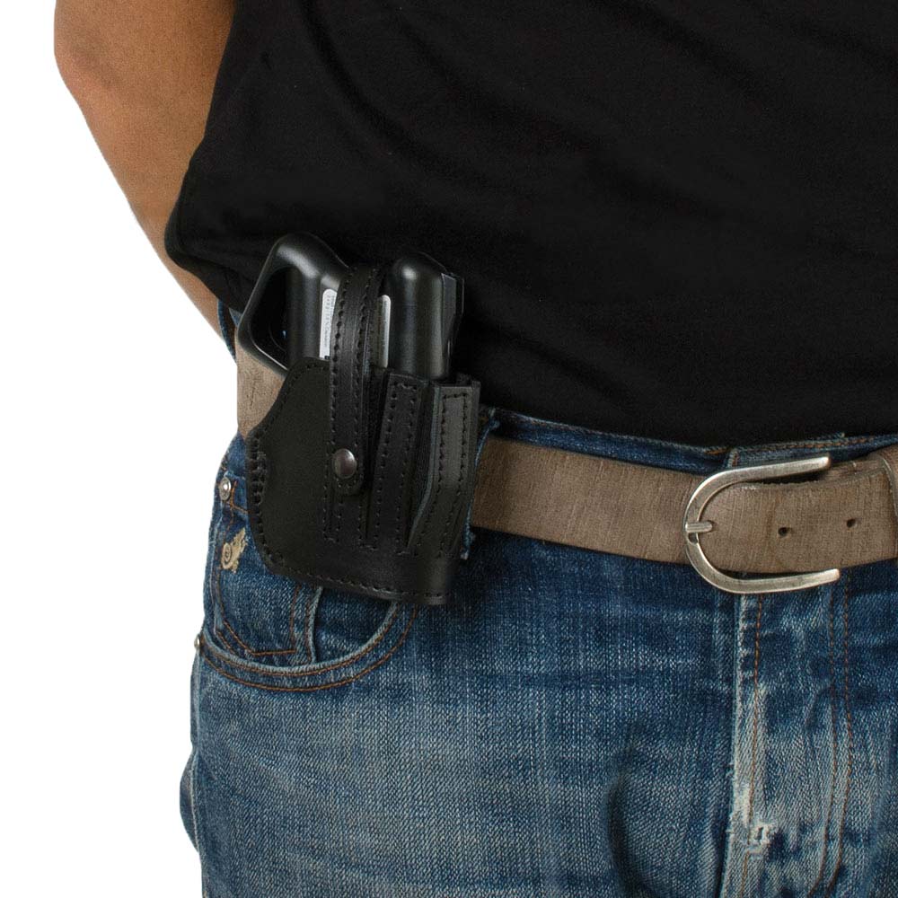 Fondina Radar per mancini in cuoio nero per GA 3 con Clip Laser