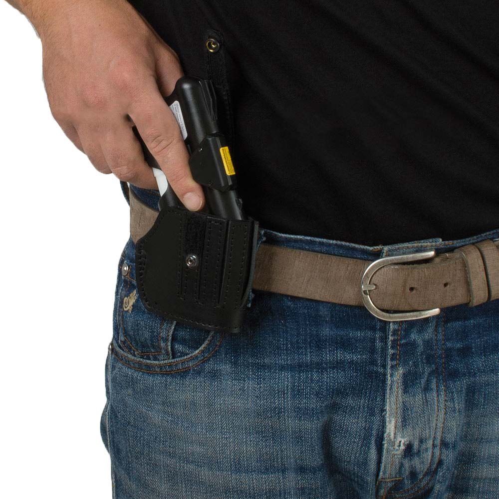 Fondina Radar per mancini in cuoio nero per Guardian Angel 3 con Clip Laser